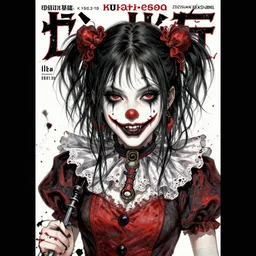 beautiful! coherent!!! detailed! expert! professional manga seinen cover art portrait art of a goth clowngirl, digital art, painted by ilya kuvshinov!!!!! and zdzislaw beksinski # wow