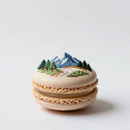embroidered macaron, studio product photography, isolated on a pure white background, centered, entire object in frame, sharp focus, soft studio lighting