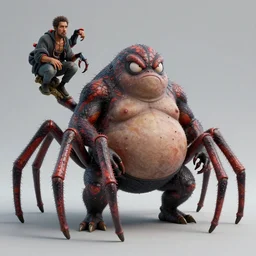 a fat spider monster by neville page, ken barthelmey, carlos huante and doug chiang, sharp focus, trending on artstation, hyper realism, octane render, 8 k, hyper detailed, ultra detailed, highly detailed, zbrush, concept art, creature design