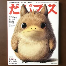 a beautiful japanese magazine cover of a cute strange animal, illustrated by miyazaki, highly detailed, concept art, trending, poster