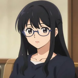 Anime key visual of a girl with black hair and glasses , official media, trending on pixiv