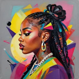 Hip-hop artist Glorilla profile picture illustration by Sachin Teng, asymmetrical, Organic Painting , geometric shapes, hard edges, energetic, graffiti, street art:2 Highly Detailed, Masterpiece, by Sachin Teng:6