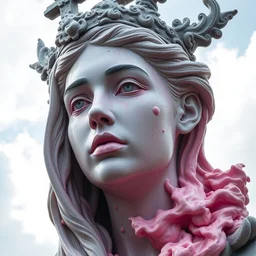 epic intricate detailed. female face pink liquid fluid carbon god. sculpture. noveau clouds