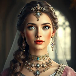 portrait of beautiful princess. ornate and intricate jewelry. ethereal background lighting. 4 k. octane render.
