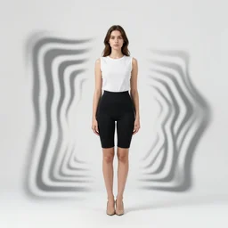 color photo of an impossible human female, optical illusion, studio photo
