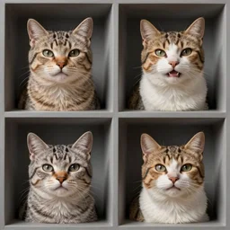 drawing realistic stylized cute smiling cats in the style of escher repeating pattern. symmetric. detailed. hd