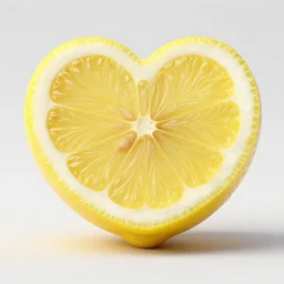 lemon in the shape of a heart 4K, 8K, 24K, ultra detailed, realistic, trending on artstation