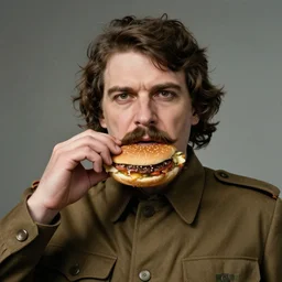 stalin uses burger as a head wardrobe