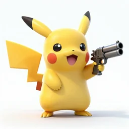 Hyperdetailed pikachu holding a gun