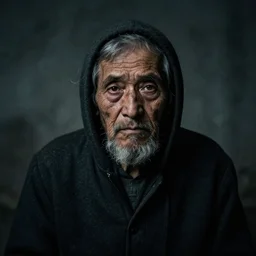 a very mysterious photo of an old person