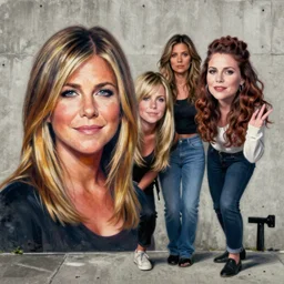 portrait of nicole aniston, isabelledeltore, lisa ann, kendra sunderland, on concrete, by banksy
