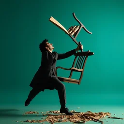 ezra miller throwing a chair