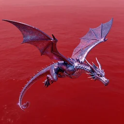 shiny gliterry dragon, flying over a red sea, by Greg Rutkowski