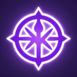 purple magic mana symbol, powerful epic legends game icon stylized digital illustration radiating a glowing aura global illumination ray tracing hdr fanart arstation by ian pesty and katarzyna bek - chmiel