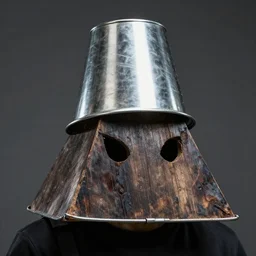 Silent Hill Pyramid Head wearing a steel bucket on his head, Bucket head, high resolution photo