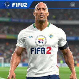 screenshoot of dwayne johnson as football player on fifa 2 2 pc gameplay, celebrate goal