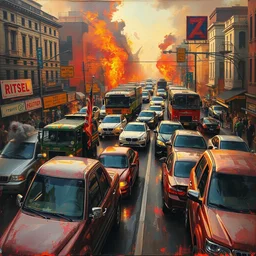 traffic jams are hell, painting by dave dorman and daniel docciu