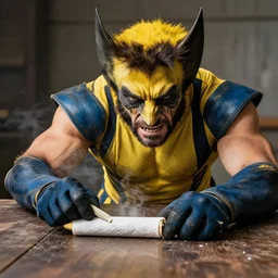 photo of wolverine rolling a joint