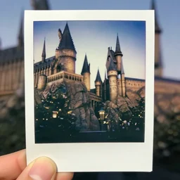 christmas morning on hogwarts, sharp focus, polaroid