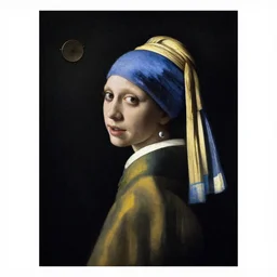 a striking esoteric painting of Elle Fanning, dark, metal, black background, occult, by Johannes Vermeer