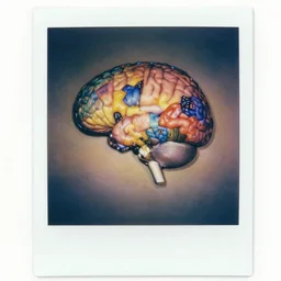 colorful chromatic abberation, 9 0 s toy commercial, photo from the 7 0 s, polaroid photo of all of the world's knowledge in one brain, by zdzislaw beksinski by frida kahlo,