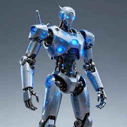 void fiend turned half robot, many glowing elements, but the void elements are much more blue