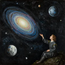 Dreaming of outer space, by Hieronymous Bosch, lofi colors