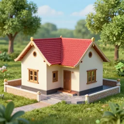 small cute assam type house, 1 4 mm, 3 d render, evermotion archexteriors, 3 ds max, v - ray, ray traced, high resolutioin hdri environment by vue, unreal engine, cinema 4 d, perspective, diorama, perfectly centered and sharp focus