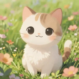 cute catgirl character in a field of flowers 4k crisp features miyazaki greg rutkowski