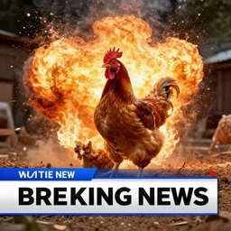 breaking news report on exploding chickens