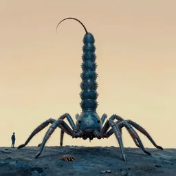 tower of centipedes, Zdzislaw Beksinski, Lewis Jones, mattias adolfsson, cold hue's, warm tone gradient background