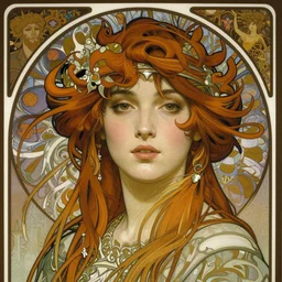 realistic detailed head and shoulders portrait of Veronica Lake by Alphonse Mucha, Ayami Kojima, Yoshitaka Amano, Charlie Bowater, Karol Bak, Greg Hildebrandt, Jean Delville, and Mark Brooks, Art Nouveau, Pre-Raphaelite, Neo-Gothic, gothic, Art Nouveau, intricate fine details, exquisite, rich deep moody colors, beautiful detailed background