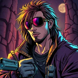 hard cyberpunk punk. epic high fantasy character art. classic 1 9 8 0 cover art by cartoon network and rutkowski. cozy portrait at r / characterdrawing