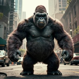 An king Kong rage on street, Hollywood scene , cinematic