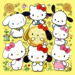 sanrio characters in the style of ernst haeckel