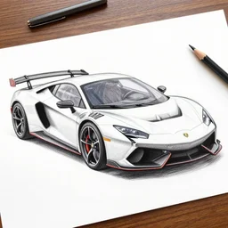 concept non - coloring pencil drawing of a new sport car.