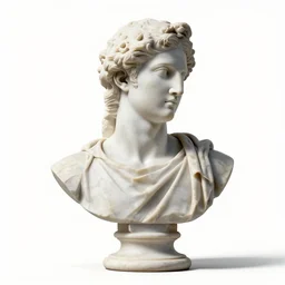 retro greek marble bust, stylized 3d render, isolated on a pure white background, centered, entire object in frame, sharp focus, soft studio lighting