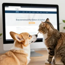 cat and corgi fixing the website