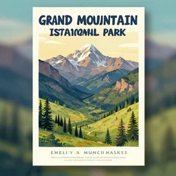 a tourism poster of grand mountain isthmus national park, by evelyn abelson, featured on dribble, regionalism, digital illustration, wallpaper, poster art