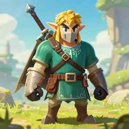an in game portrait of shovel knight from the legend of zelda breath of the wild, breath of the wild art style.