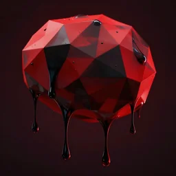a beautiful red and black 3 d geometrically printed liquid droplets melting into each other psychedelic, dripping black iridescent liquid, confident, moody, dramatic, introspective, 4 k, trending on artstation, photorealistic, volumetric lighting, octane render