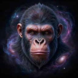 a wlop 3 d render of very highly detailed beautiful mystic portrait of a phantom ape's head with whirling galaxy around, by anton pieck, intricate, extremely detailed, digital painting, artstation, concept art, smooth, sharp focus, illustration, intimidating lighting, incredible art,