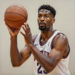 portrait of Davy Jones playing basketball, dynamic clean painting