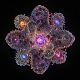 psychedelic 3 d mandelbrot fractal suspended in the void