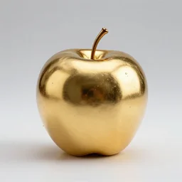 an apple made of reflective gold!!! metal!