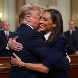 trump and aoc hugging each other in a friendly manner in congress