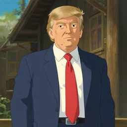 donald trump in the art style of studio ghibili