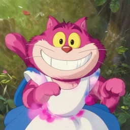 the cheshire cat grinning, alice in wonderland, studio ghibli