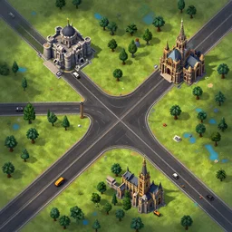 layout of a tf 2 map set on a highway interchange with a citadel and a cathedral, level design, blocktober, tf 2 maps. net, mapcore, dev textures, bsp csg