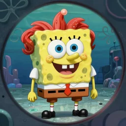 Spongebob as the joker,pro angles,4k art,-H 360,-n90